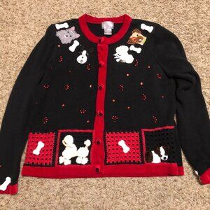Berek Christmas Sweater Dogs Puppies Size Small Vintage Rare